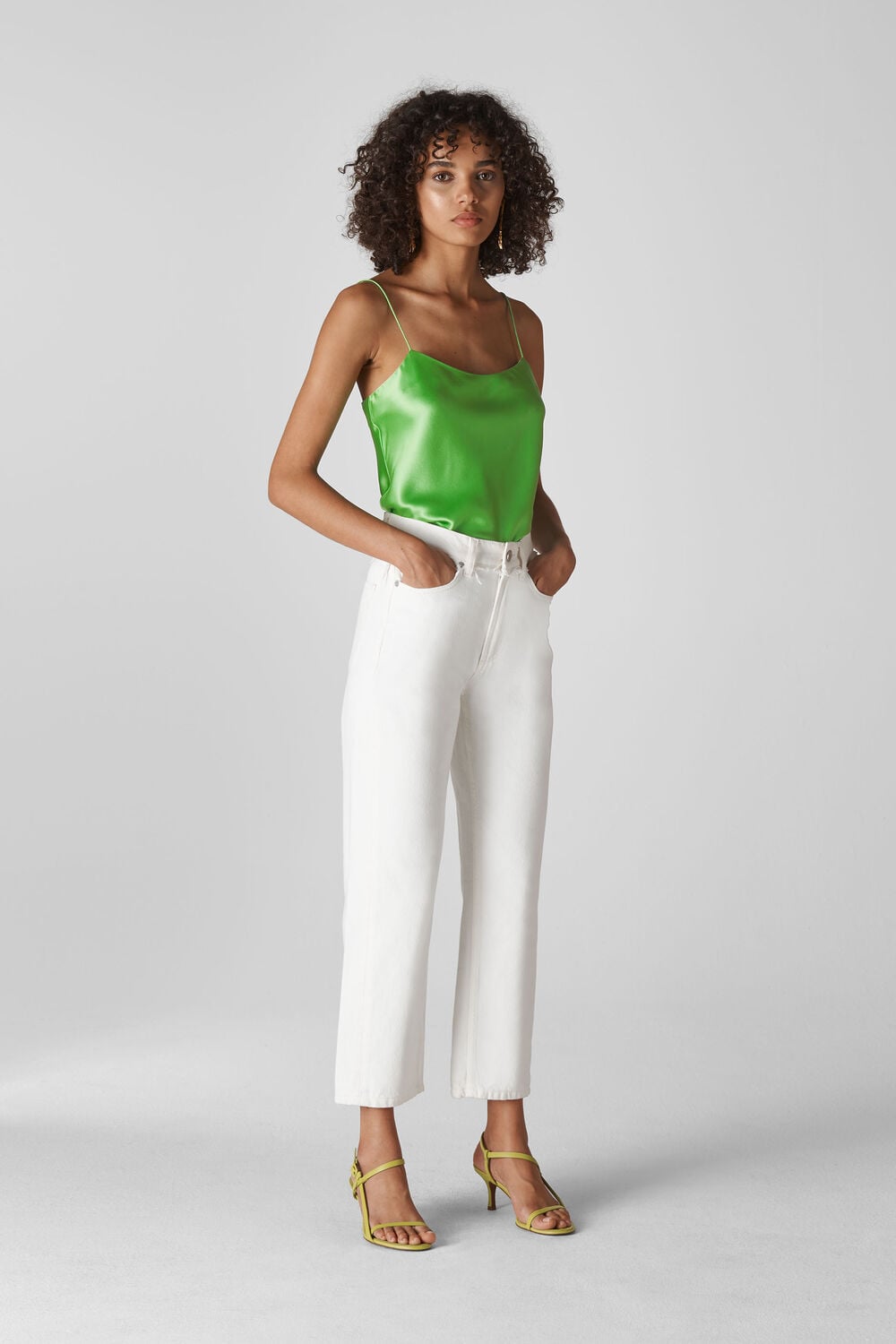 Silk Satin Cami Top Lime