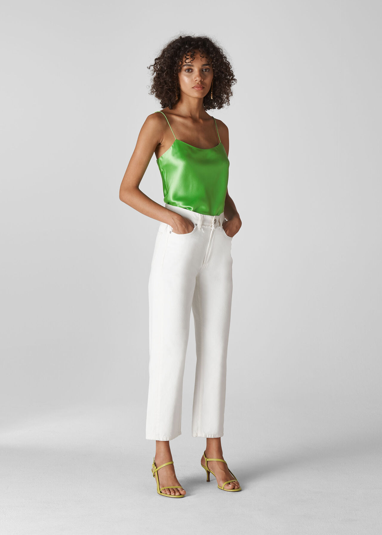 Lime Silk Satin Cami Top, WHISTLES