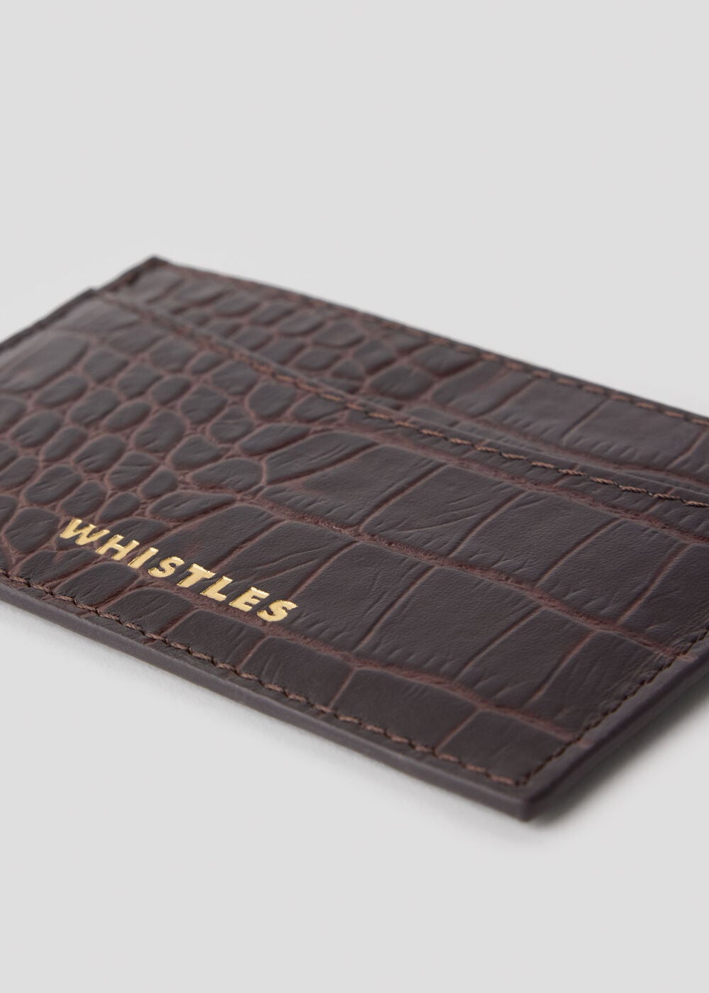 Brown Shiny Croc Leather Card Holder
