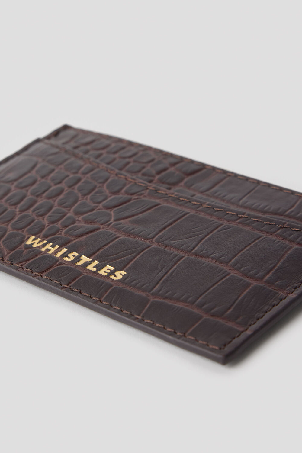 Brown Shiny Croc Leather Card Holder