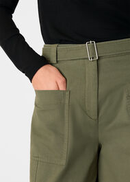 Belted Cotton Barrel Trouser