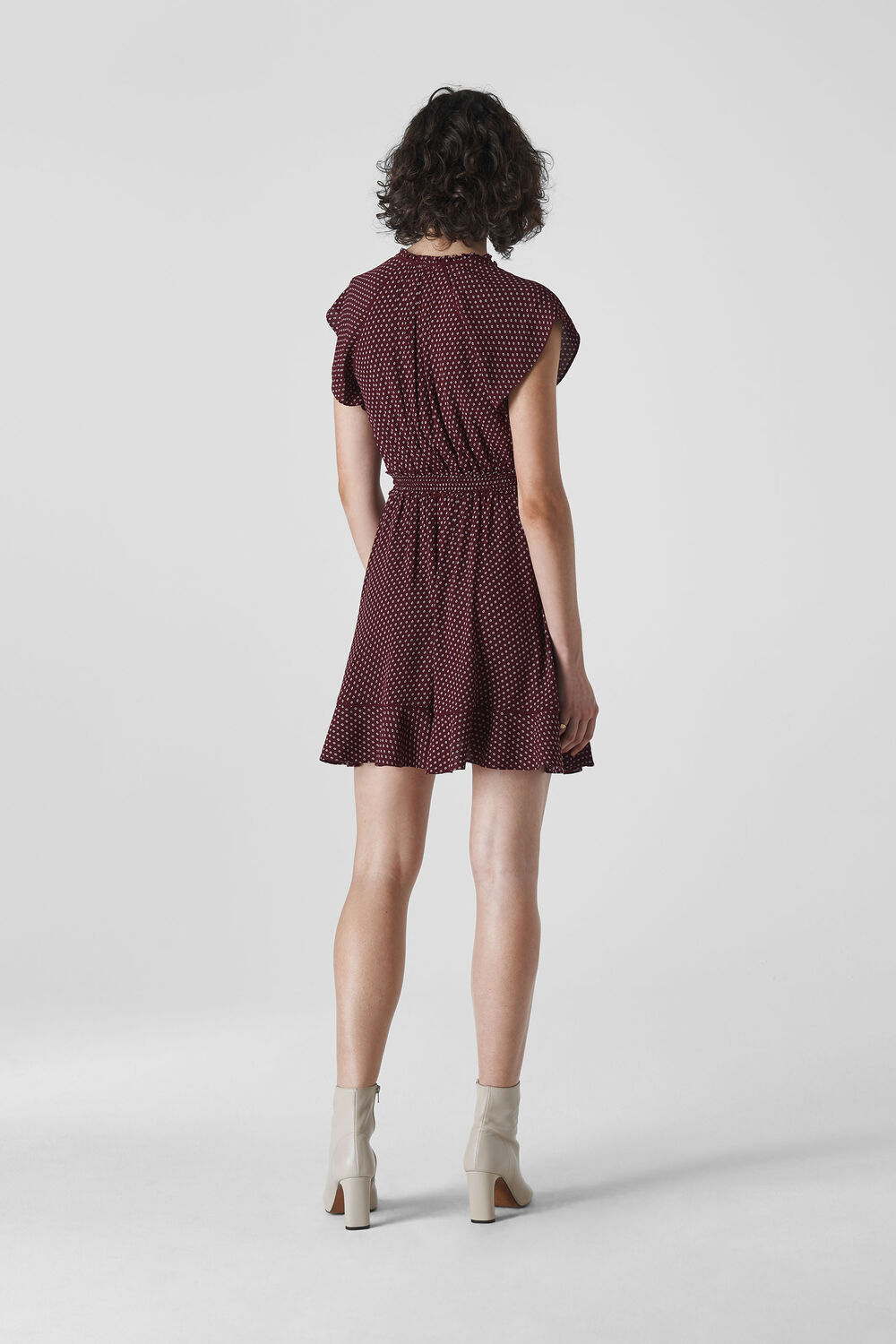 Jazmin Spot Dress Burgundy
