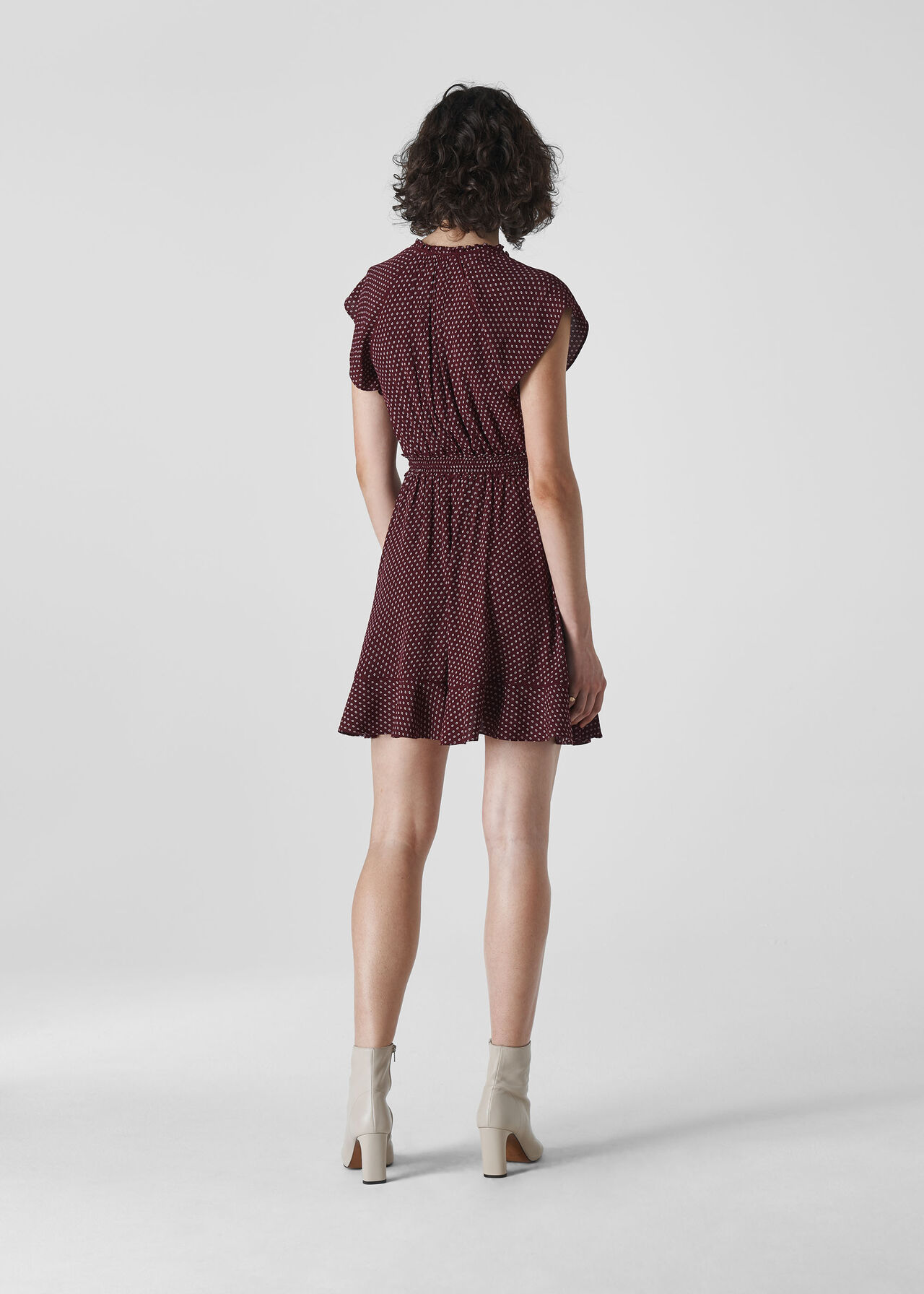 Jazmin Spot Dress Burgundy