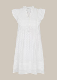 Pintuck Frill Cotton Dress