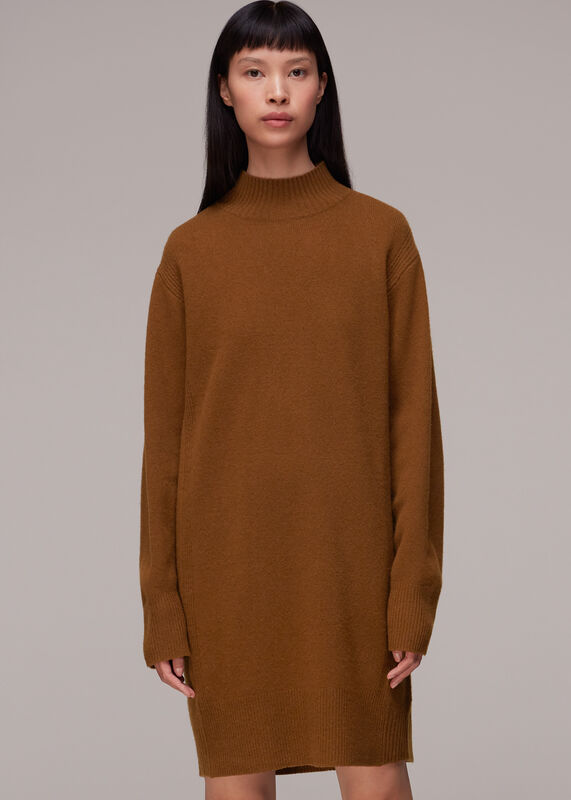 Funnel Neck Knitted Dress
