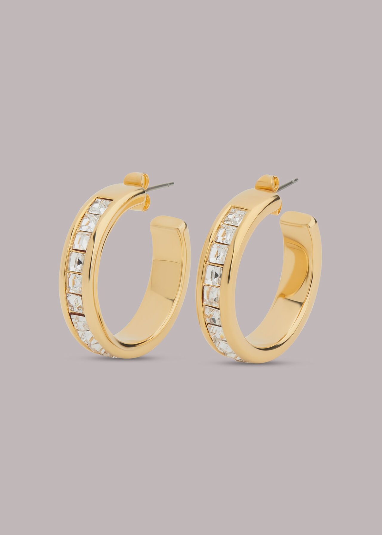 Large Square Gem Hoop Earring