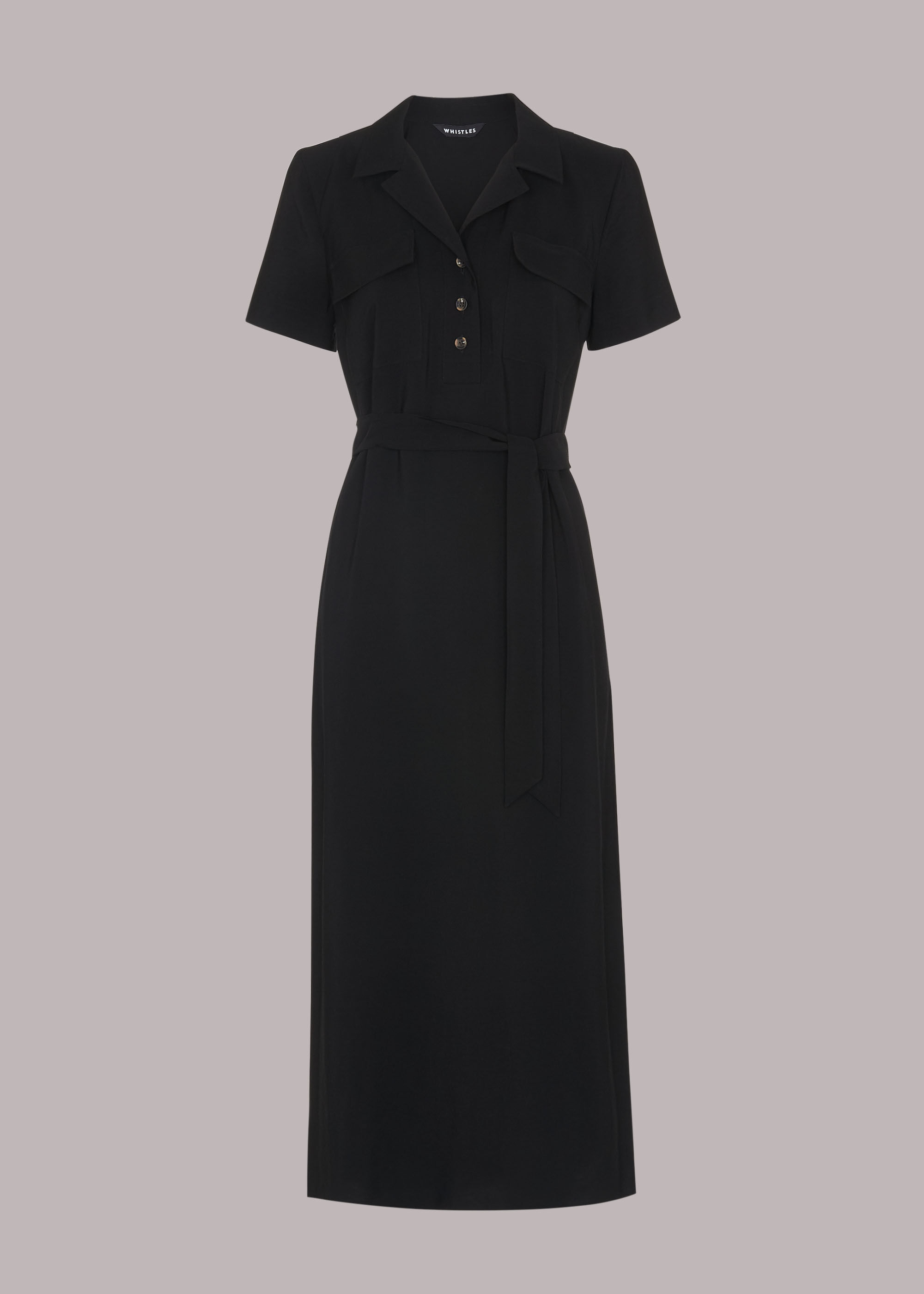 Black Easy Casual Shirt Dress