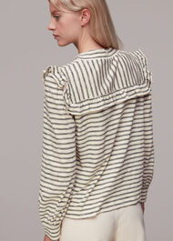Stripe Yoke Frill Detail Top