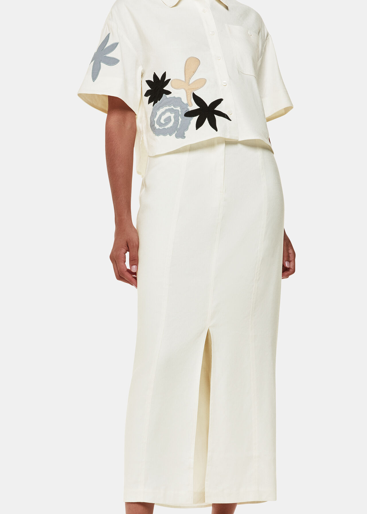 Linen Blend Maxi Skirt