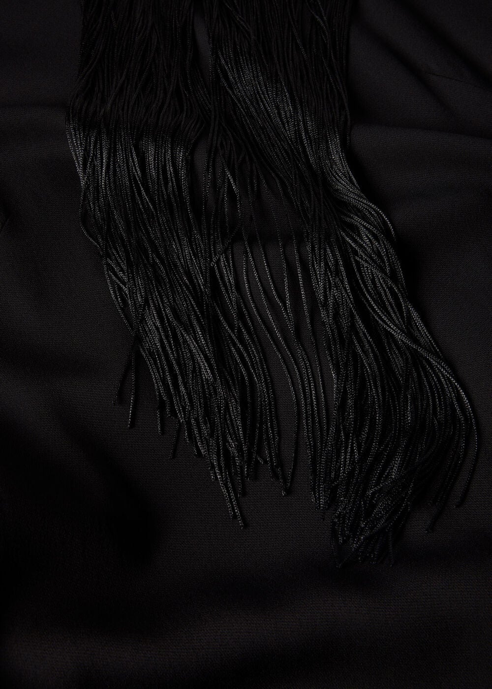 Black Fringe Back Midi Dress