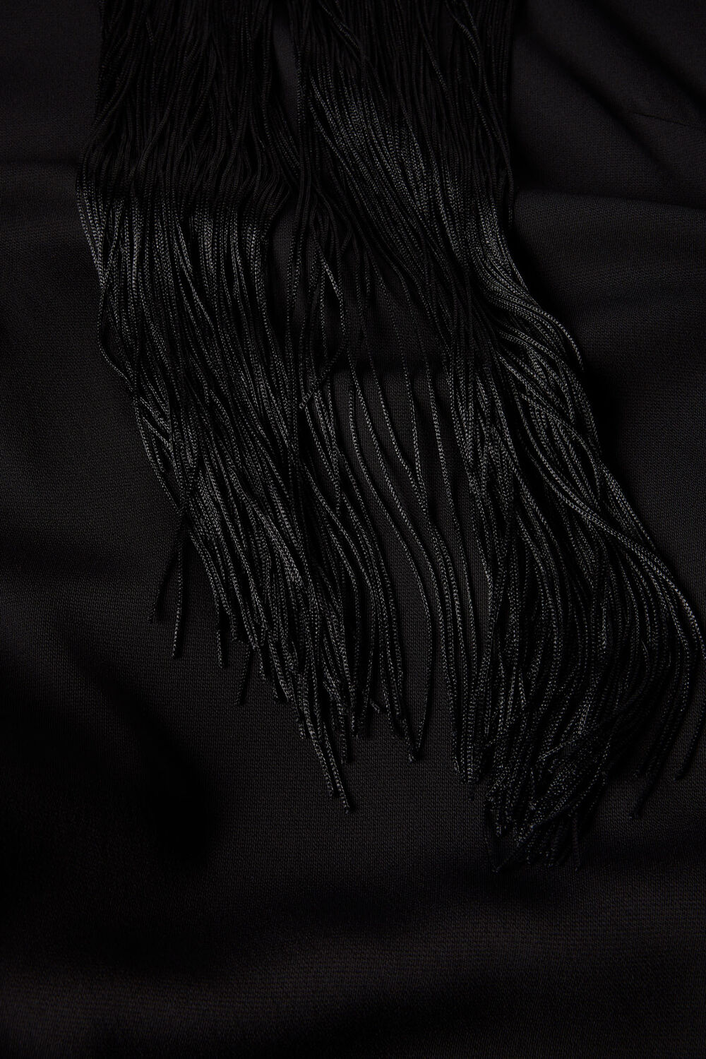 Black Fringe Back Midi Dress