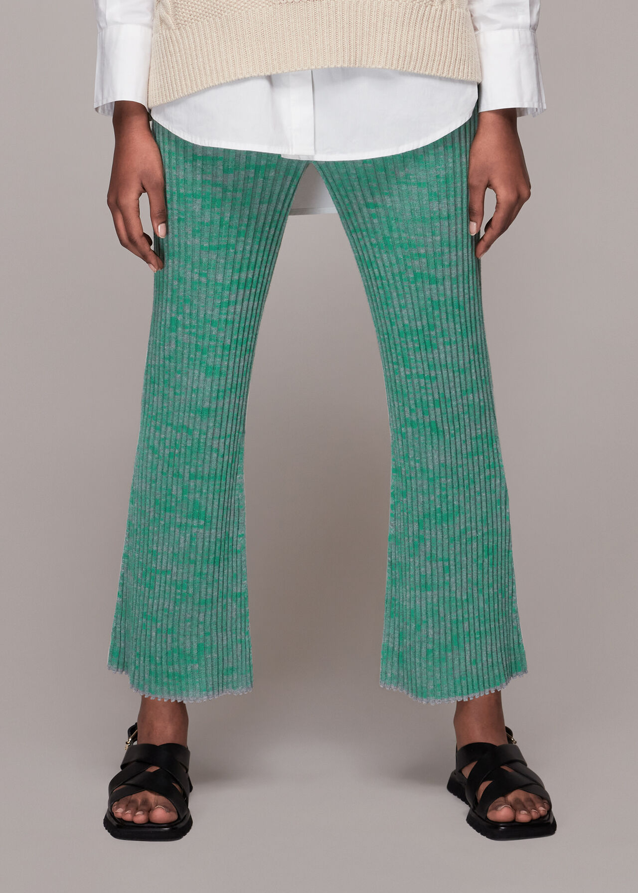 Flecked Rib Flare Knit Trouser
