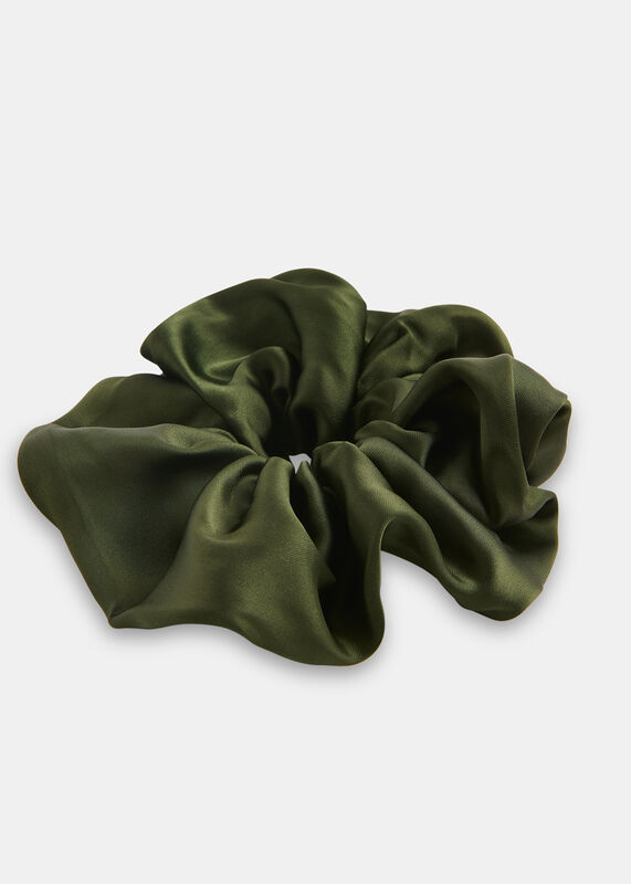 Olive Satin Scrunchie