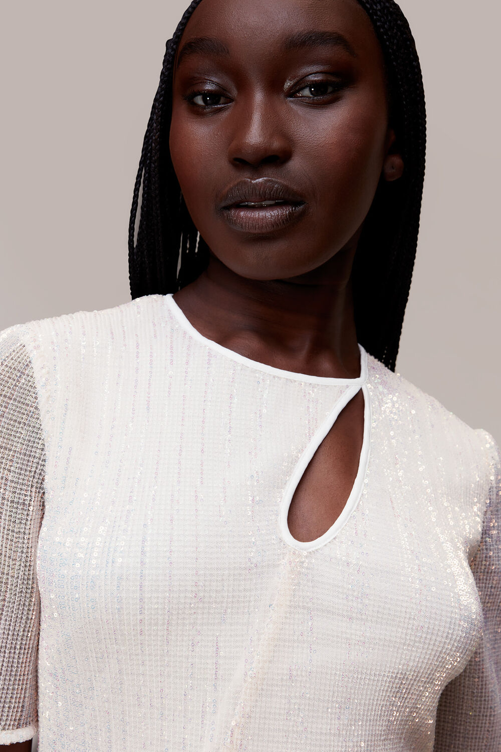 Keyhole Sequin Midi Dress