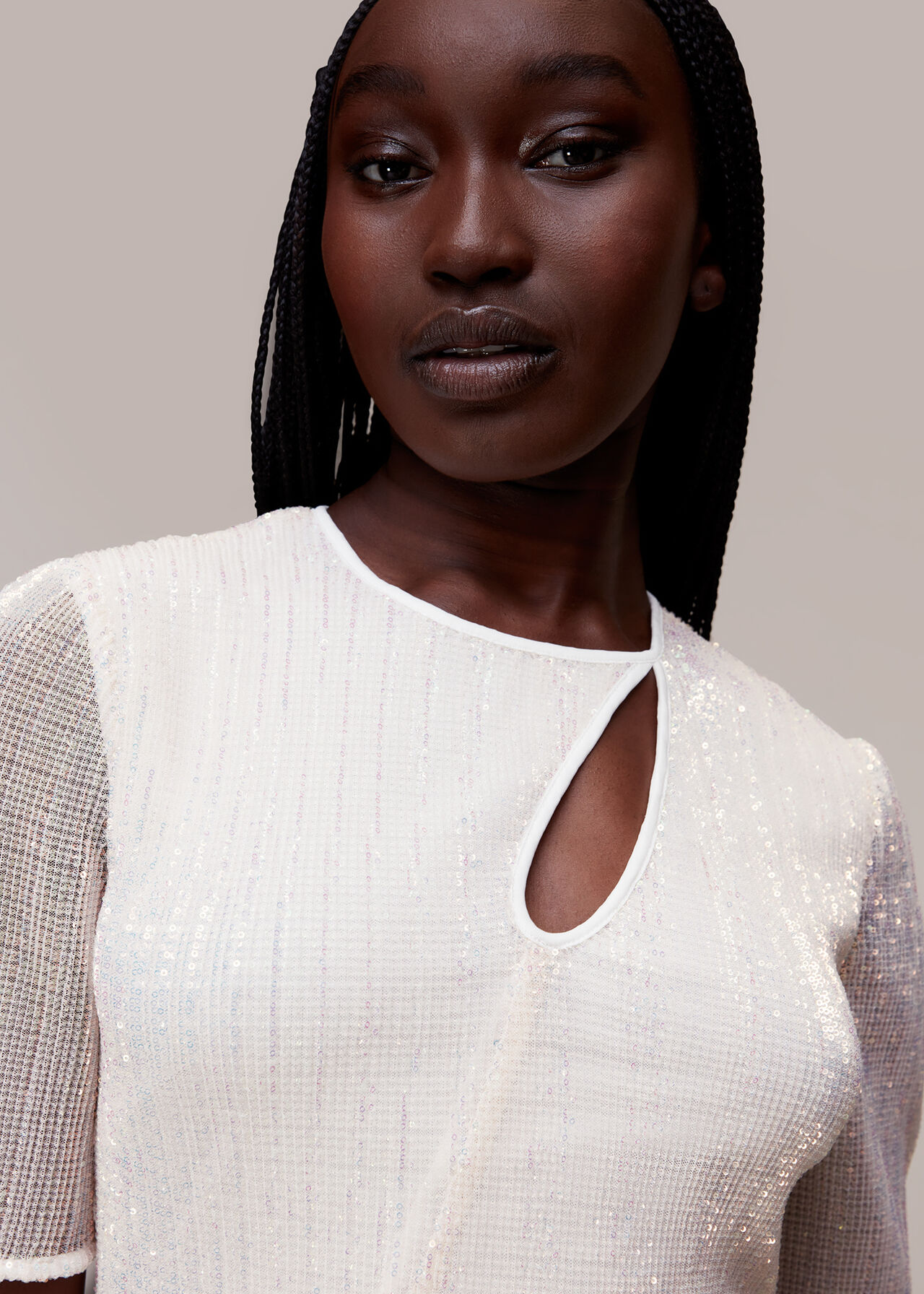 Keyhole Sequin Midi Dress