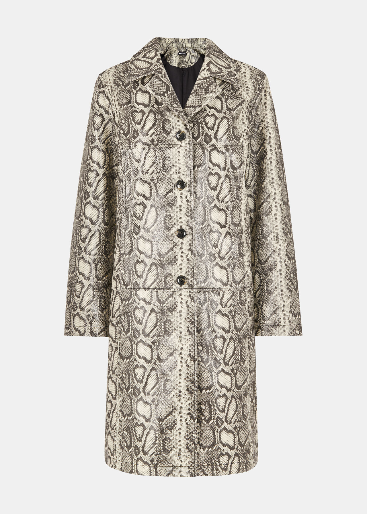 Iyana Snake Print Leather Coat