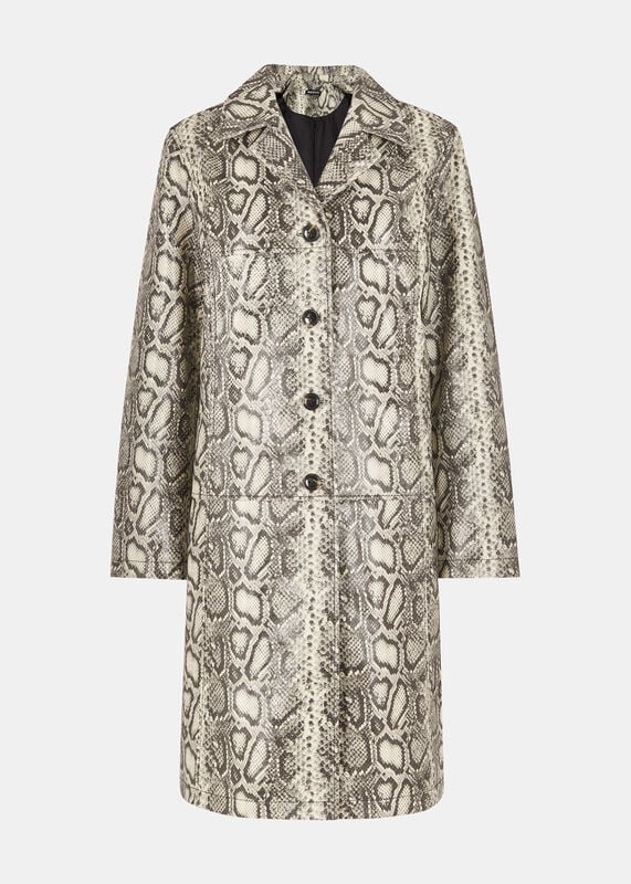 Multicolour Iyana Snake Print Leather Coat
