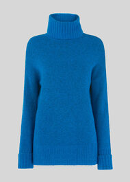 Oversized Funnel Neck Knit Blue