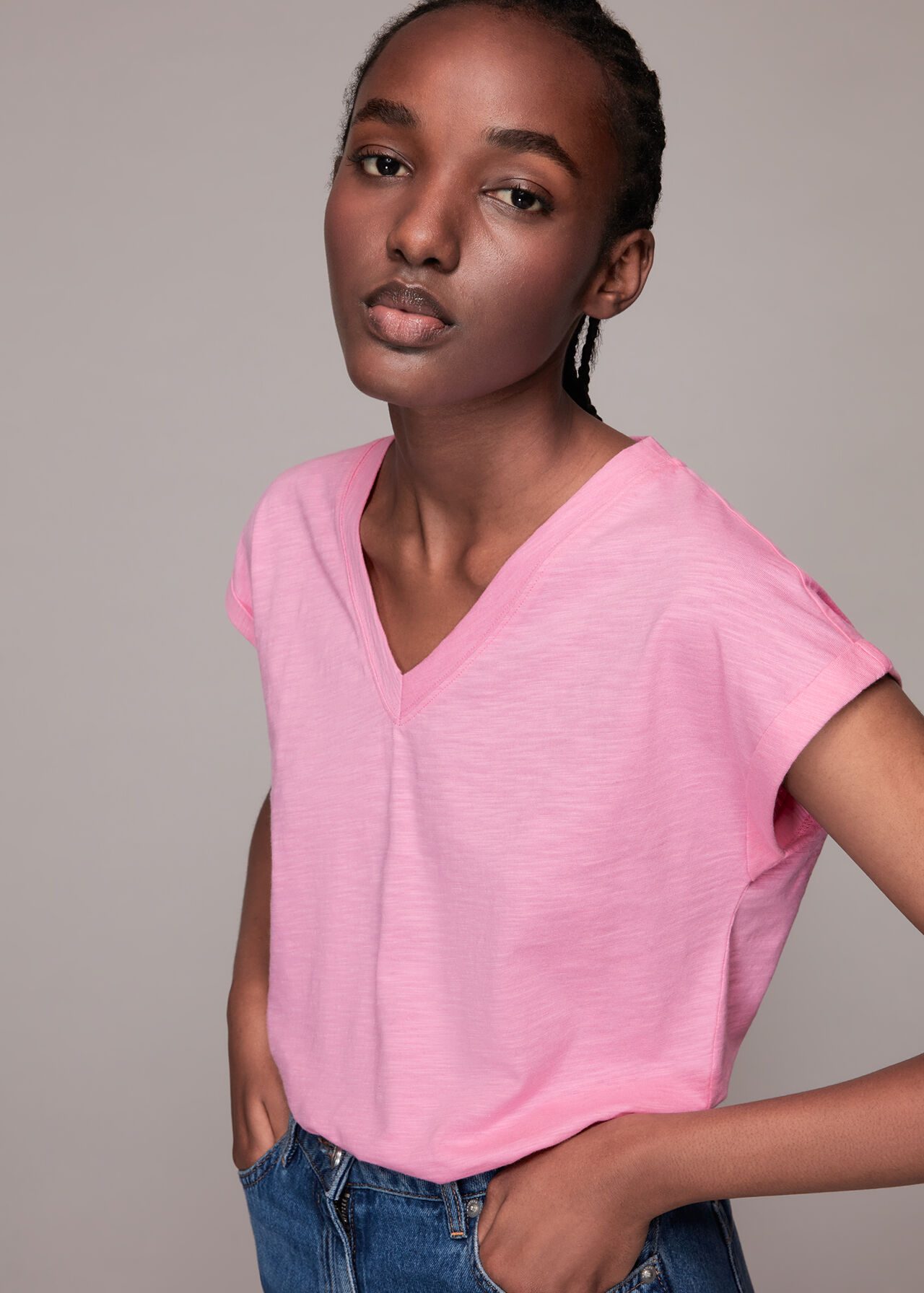 Willa V Neck Cap Sleeve Tee