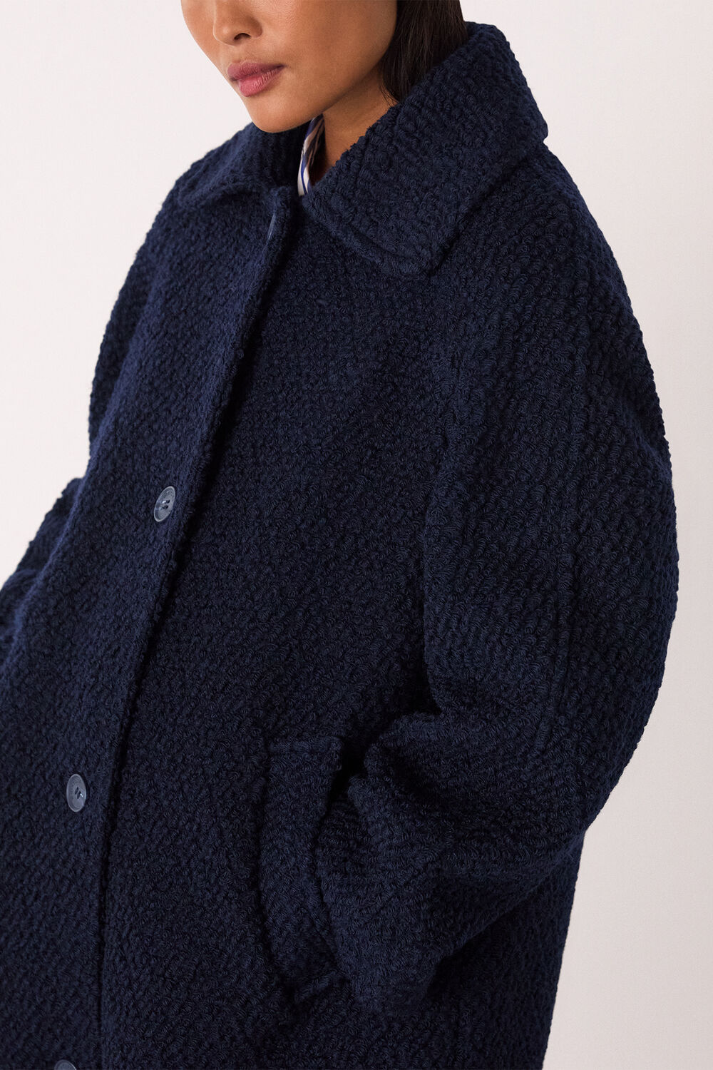 Navy Petite Romy Boucle Coat