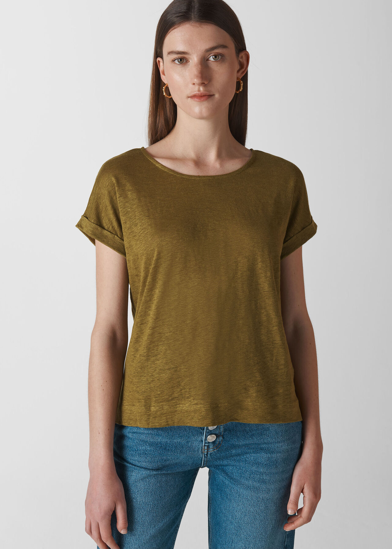 Relaxed Linen Tee Olive