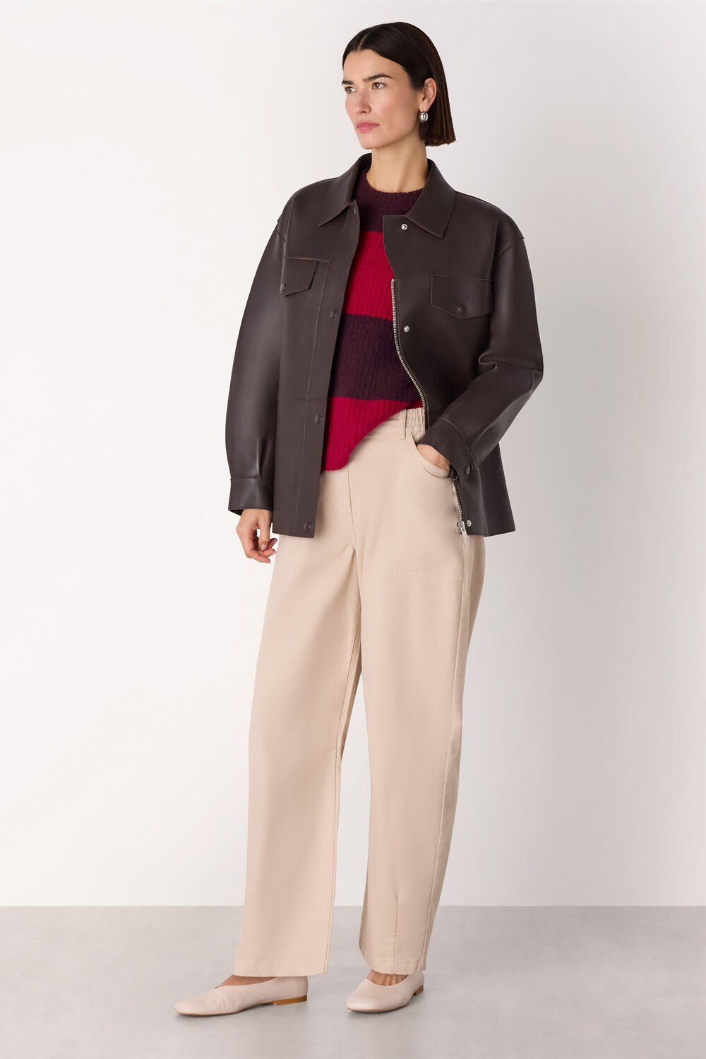 Red Wool Mix Wide Stripe Knit
