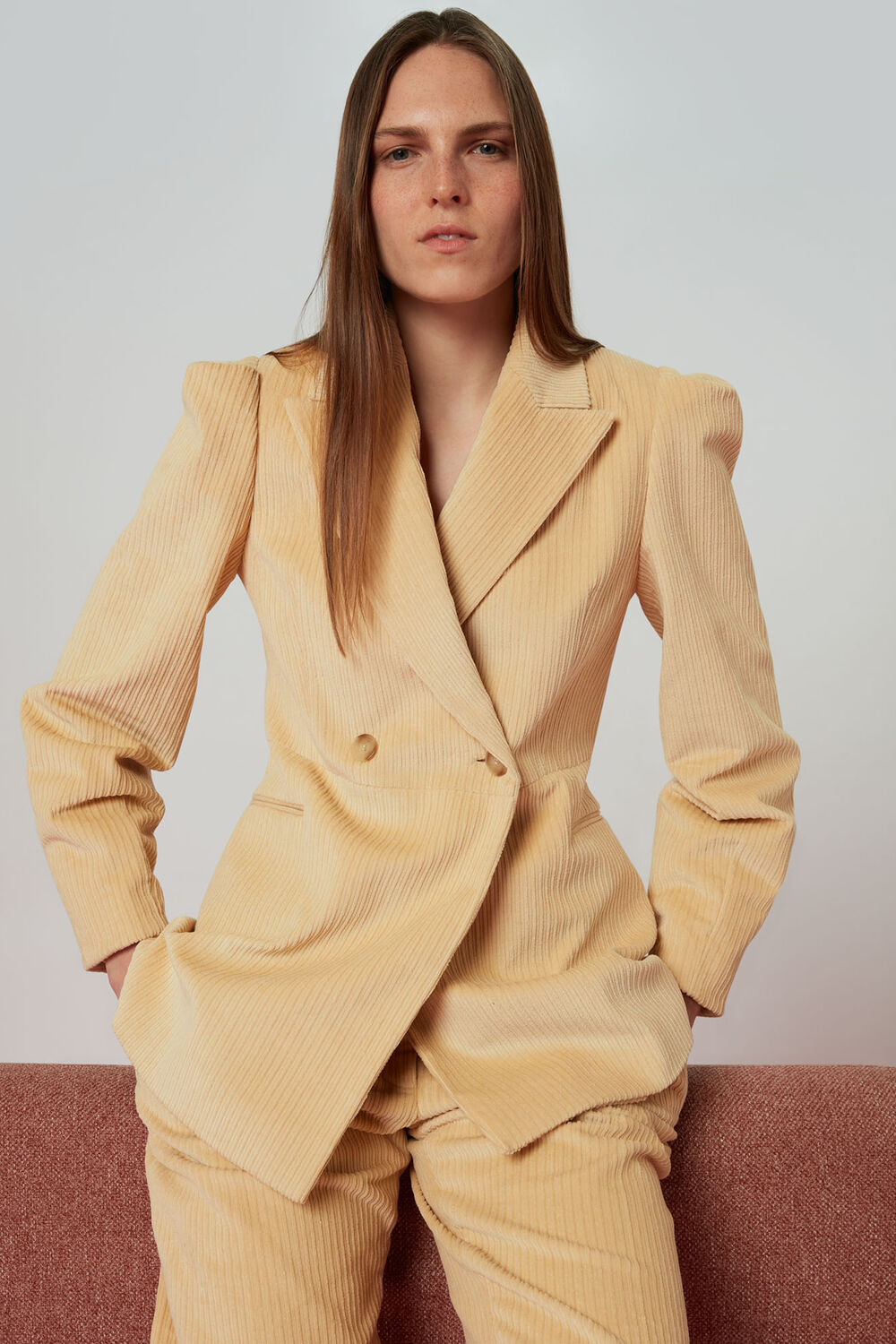 Suki Cord Puff Sleeve Blazer