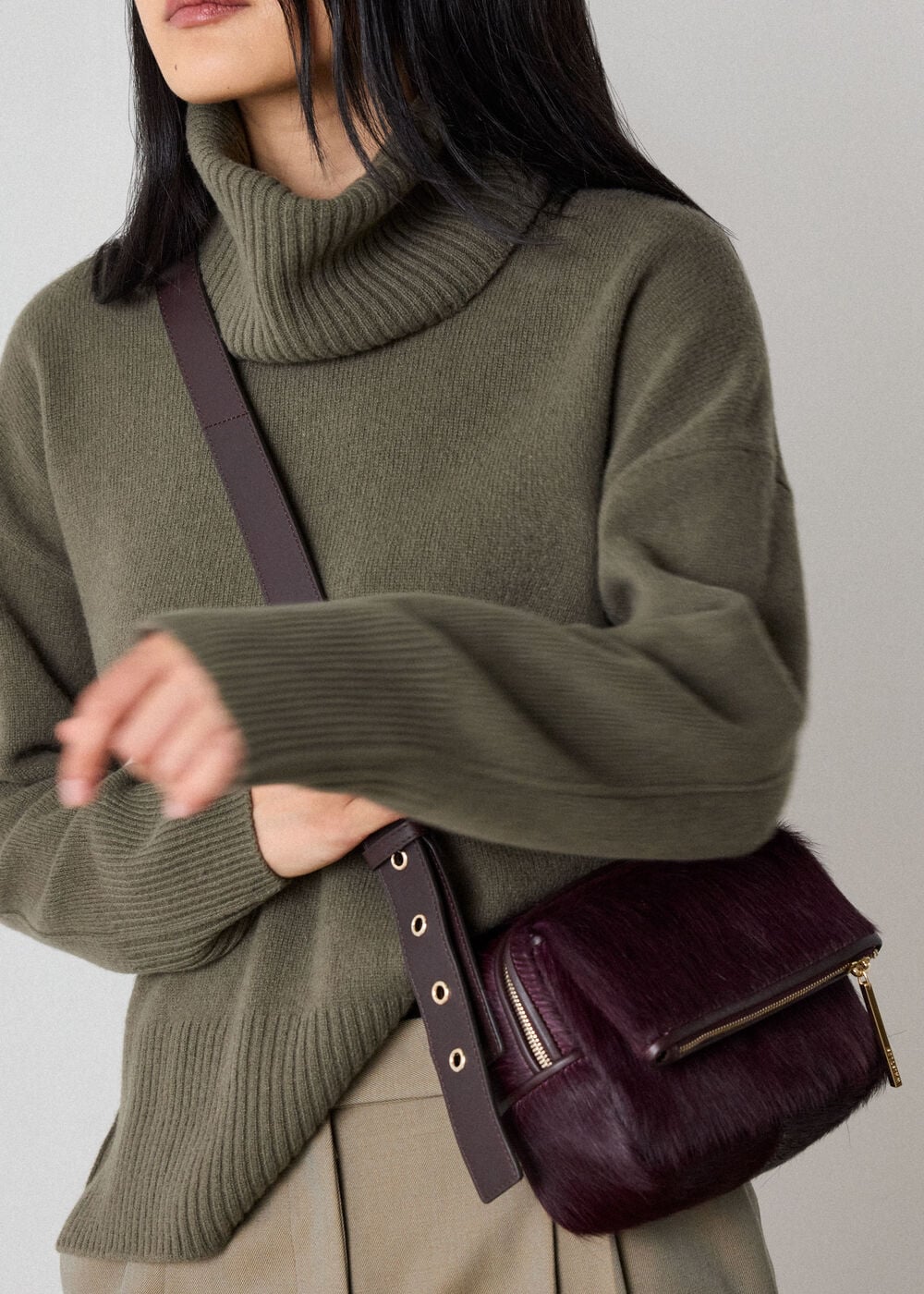 Plum Bibi Hair-On Crossbody Bag
