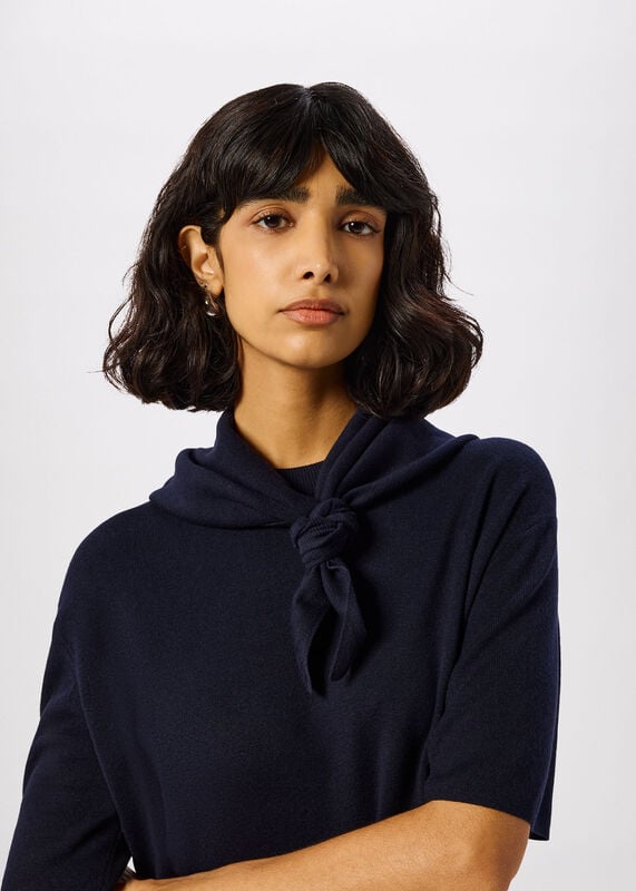 Navy Triangular Knitted Scarf