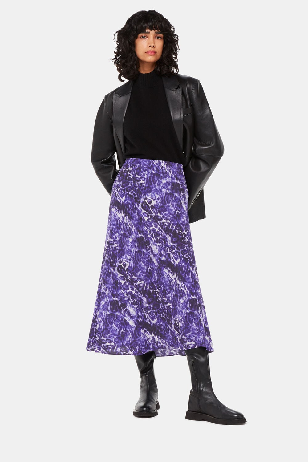 Glossy Leopard Bias Skirt