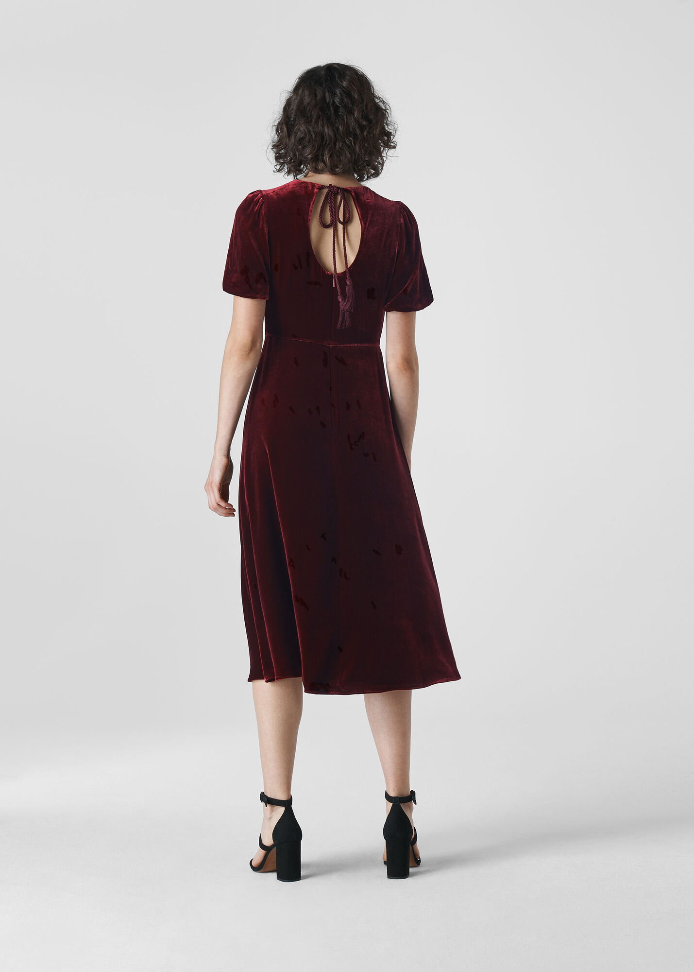 Dark Red Vilimina Silk Mix Velvet Dress Whistles UK