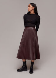 Pleat PU Leather Skirt