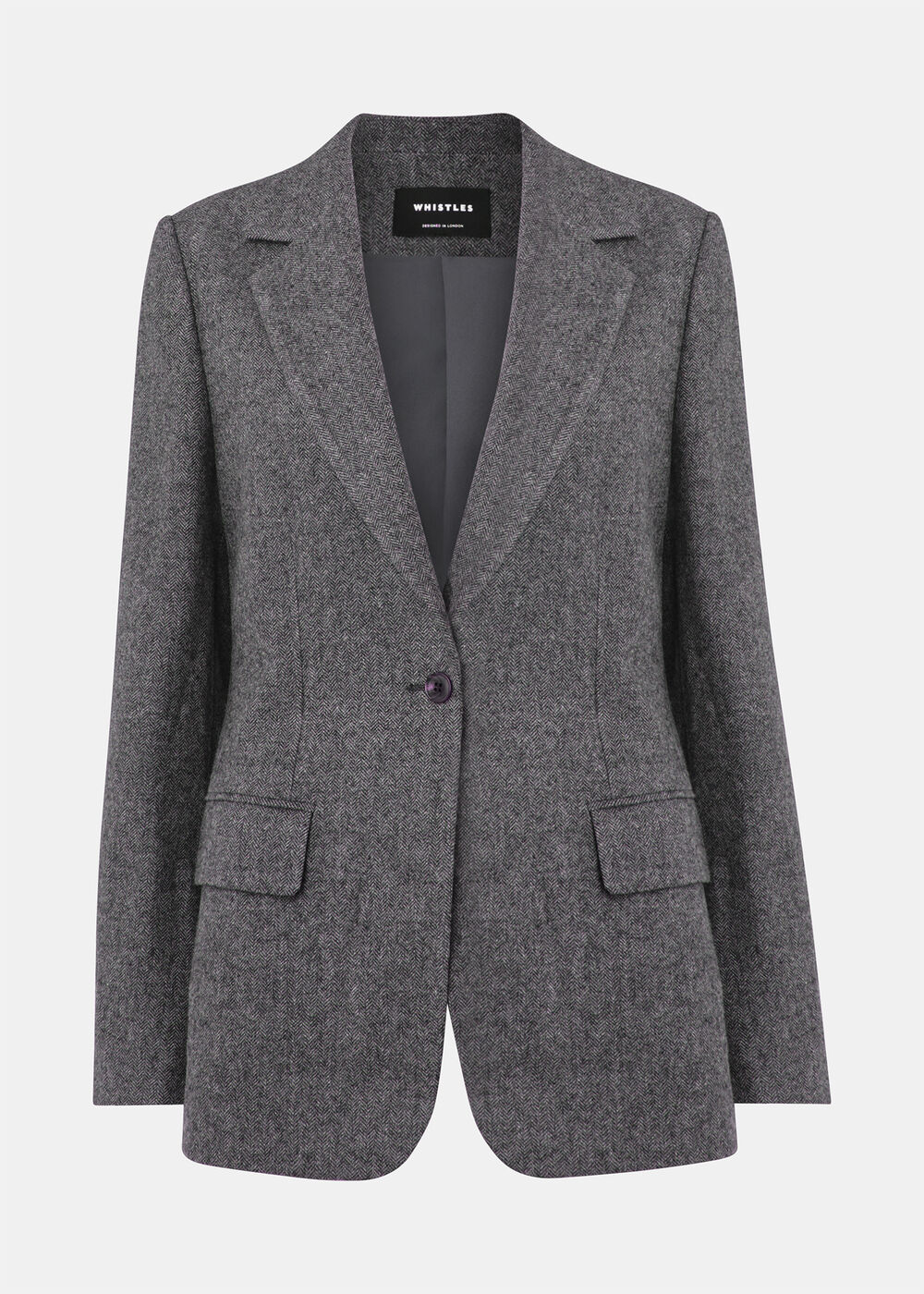 Petite Herringbone Wool Blend Blazer