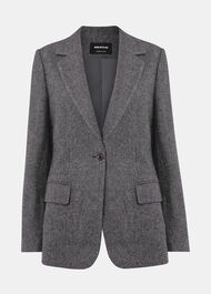 Petite Herringbone Wool Blend Blazer