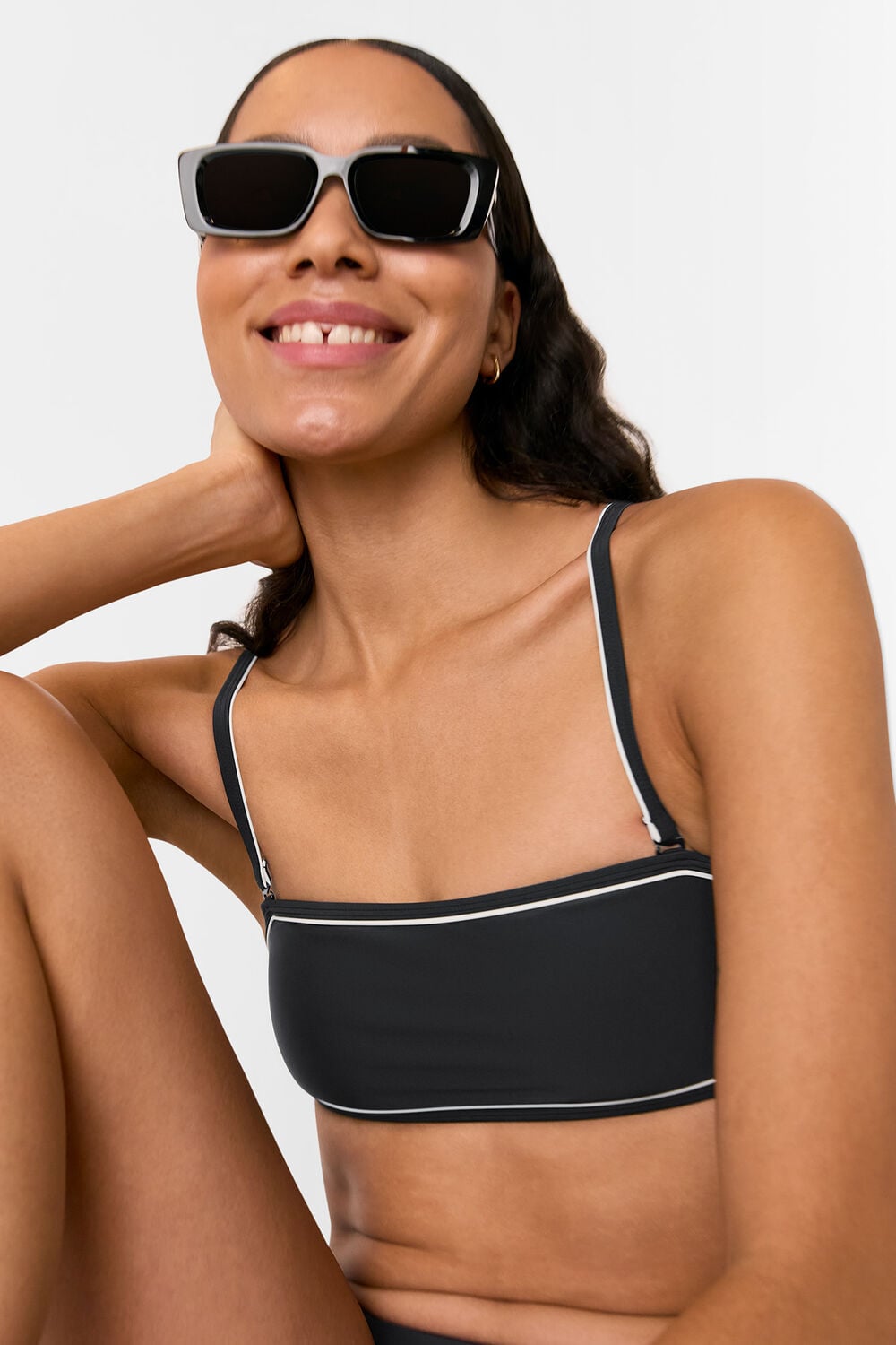 Black Piper Contrast Bikini Top