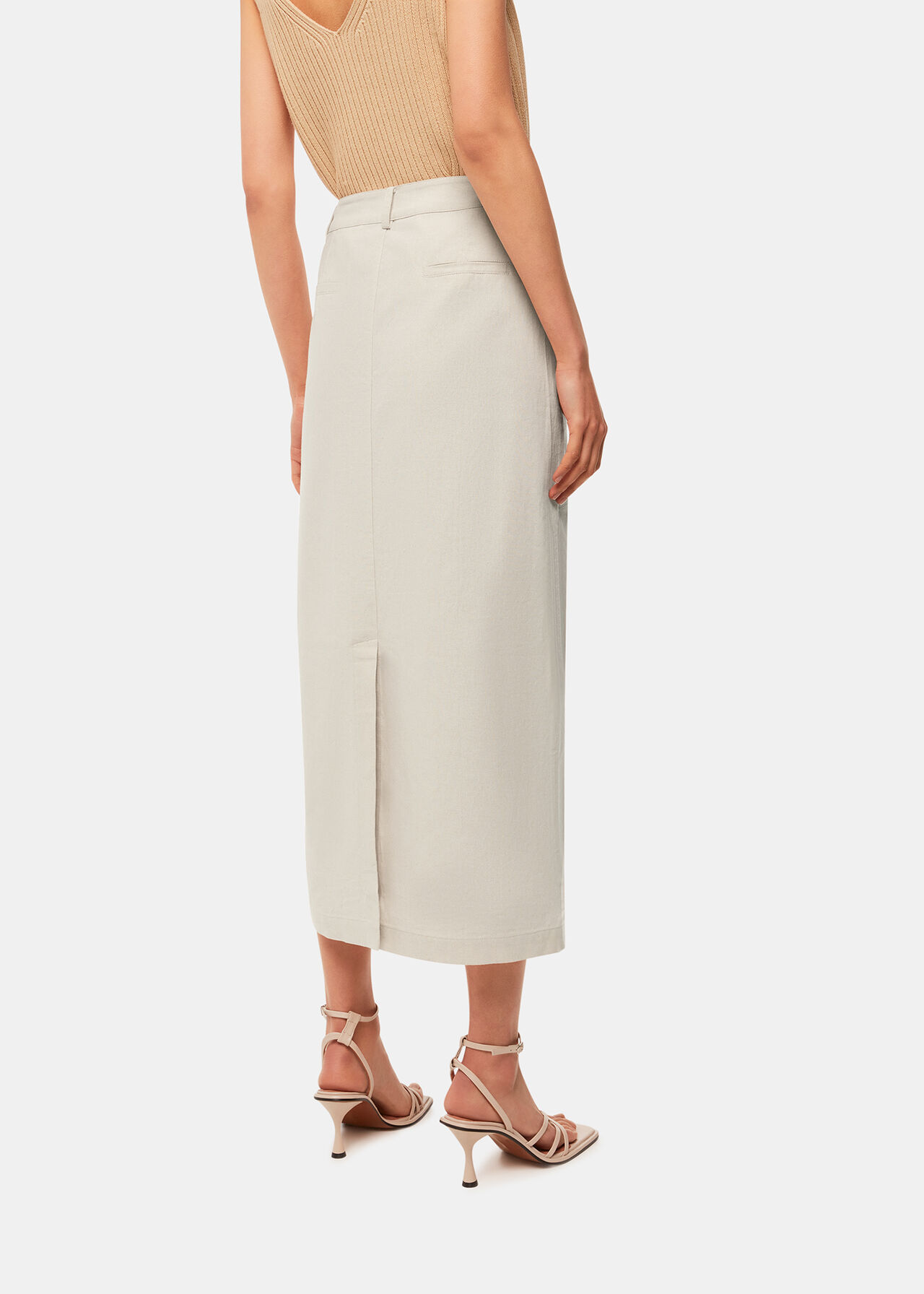 Abigail Linen Blend Midi Skirt