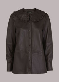 Leather Frill Collar Shirt