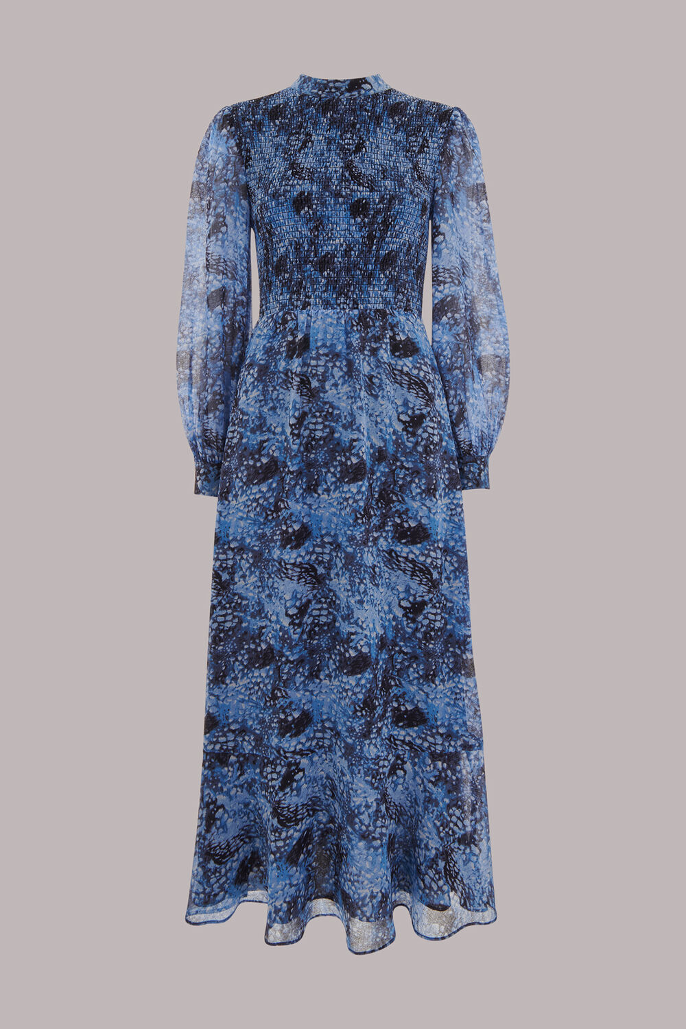 Snow Flurry Shirred Midi Dress