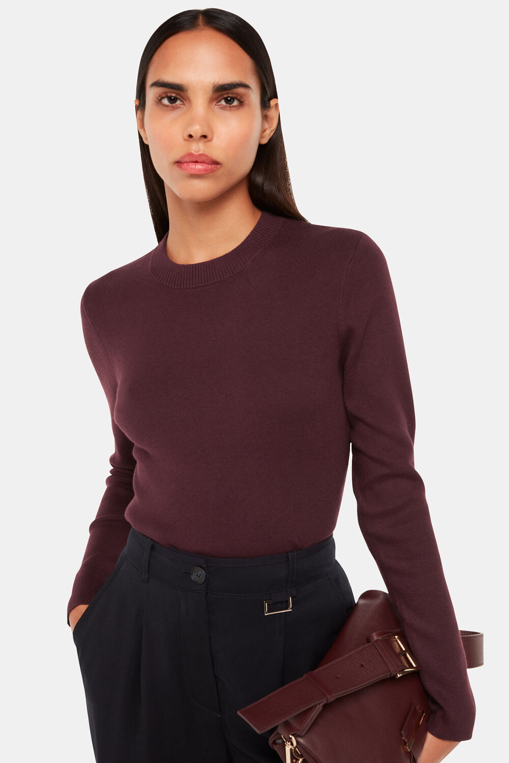 Keyhole Back Crew Neck Knit