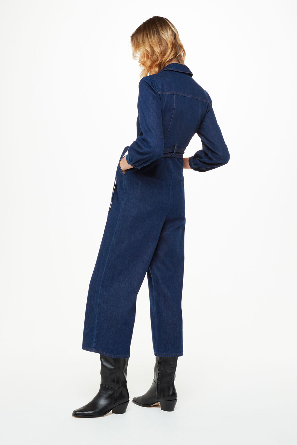 Joni Denim Belted Jumpsuit