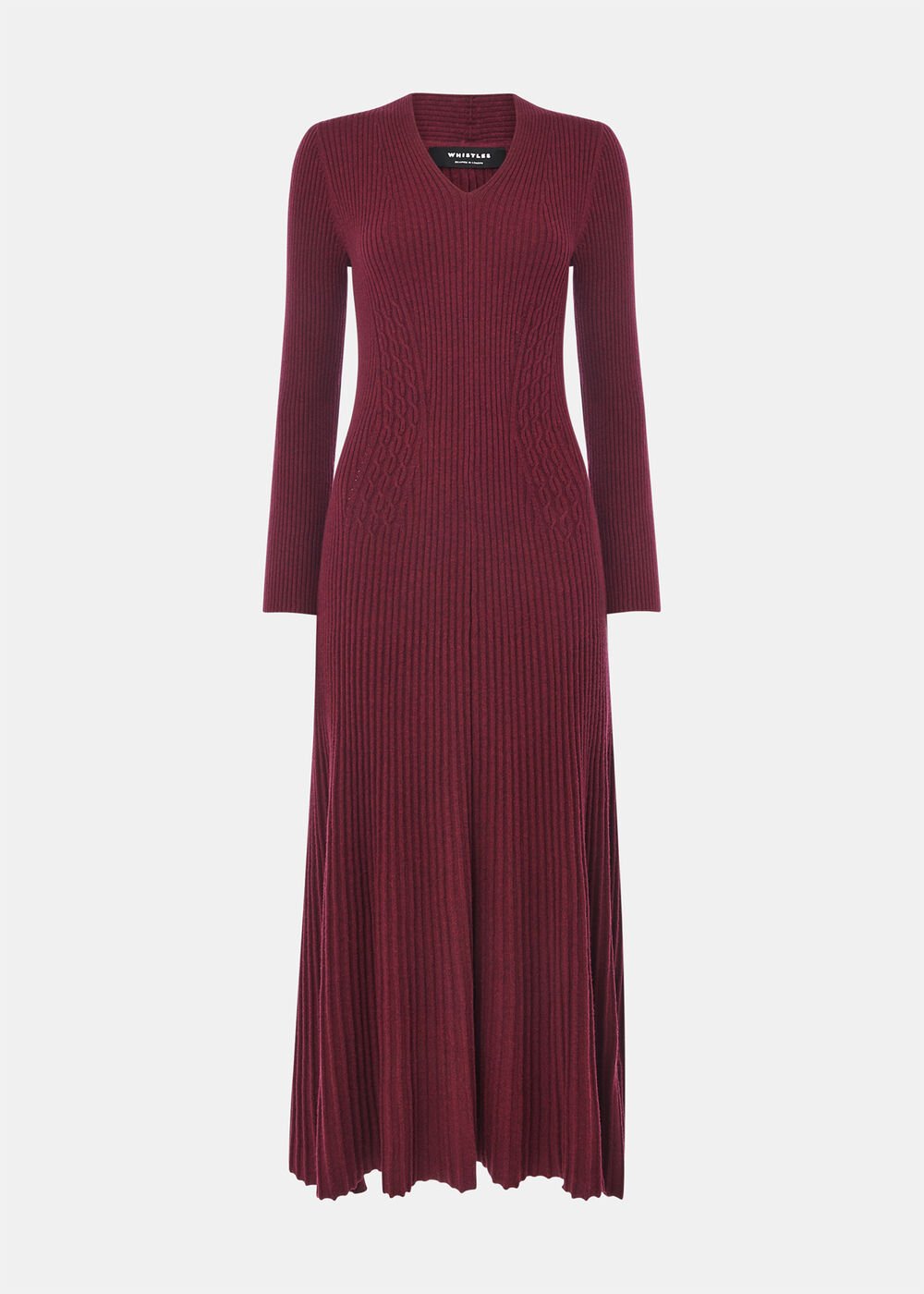 V Neck Cable Ribbed Knit Dress