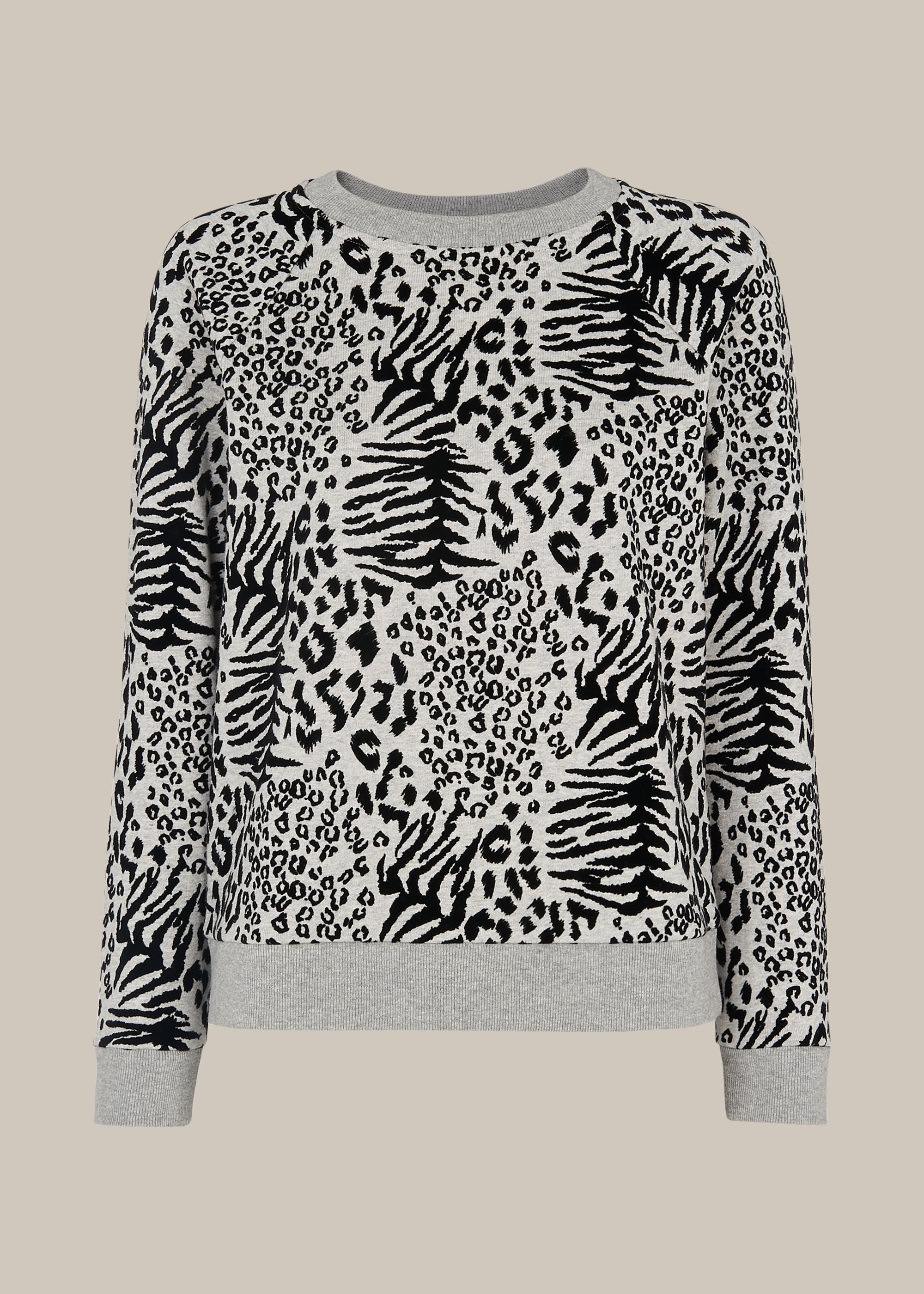 Grey Marl Flocked Animal Sweatshirt WHISTLES