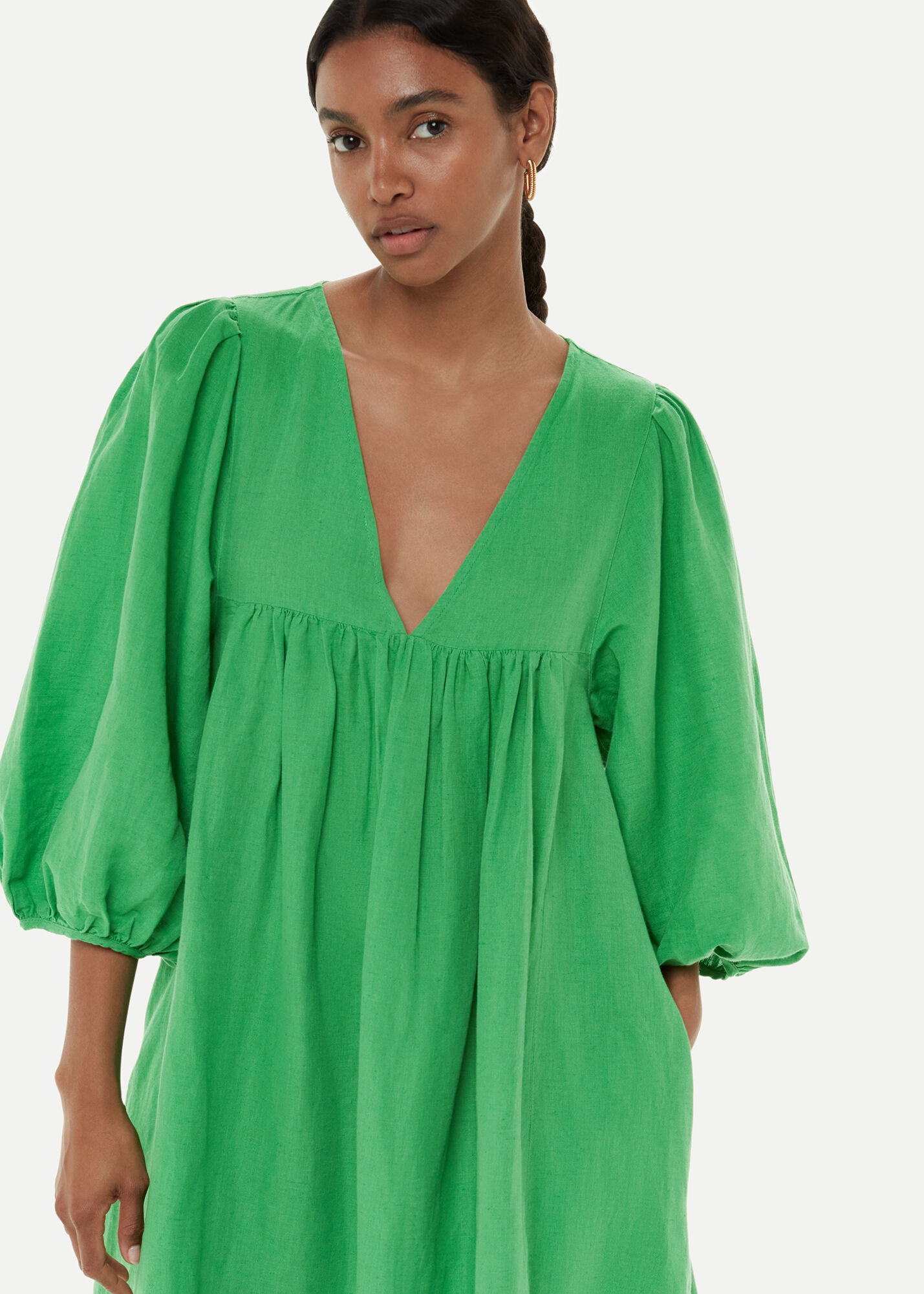 Linen top green dress