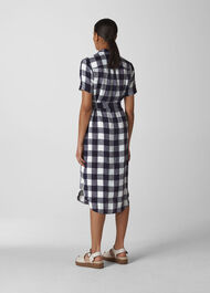 Linen Gingham Montana Dress Navy/Multi