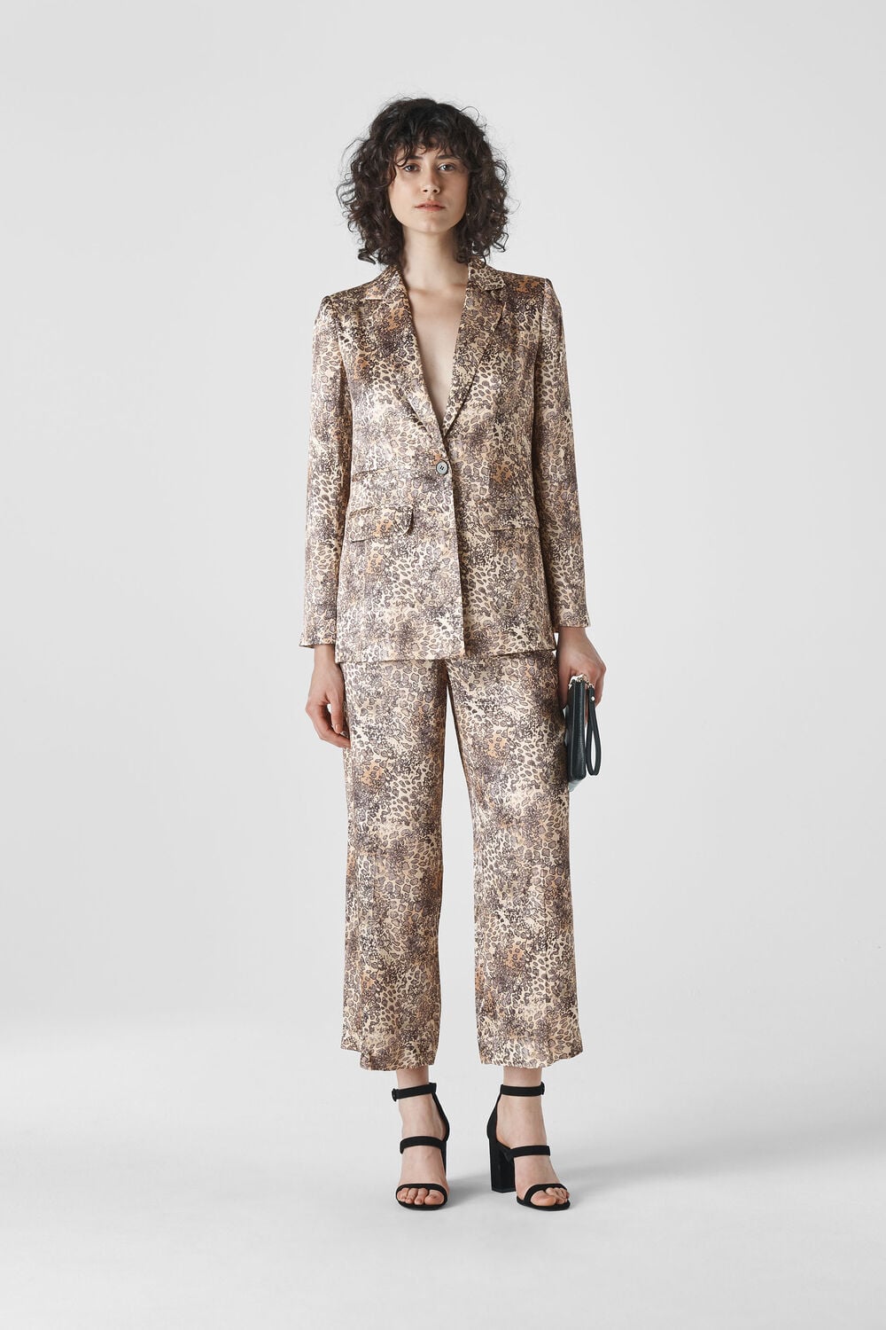 Big Cat Print Satin Blazer Multicolour