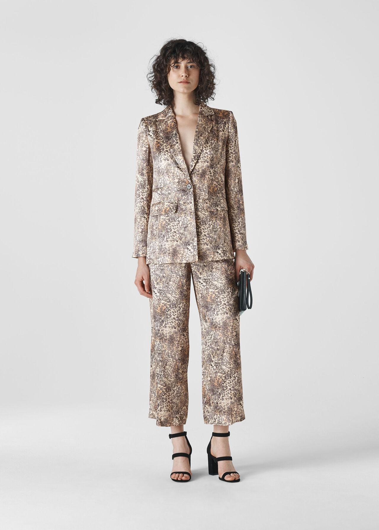 Big Cat Print Satin Blazer Multicolour