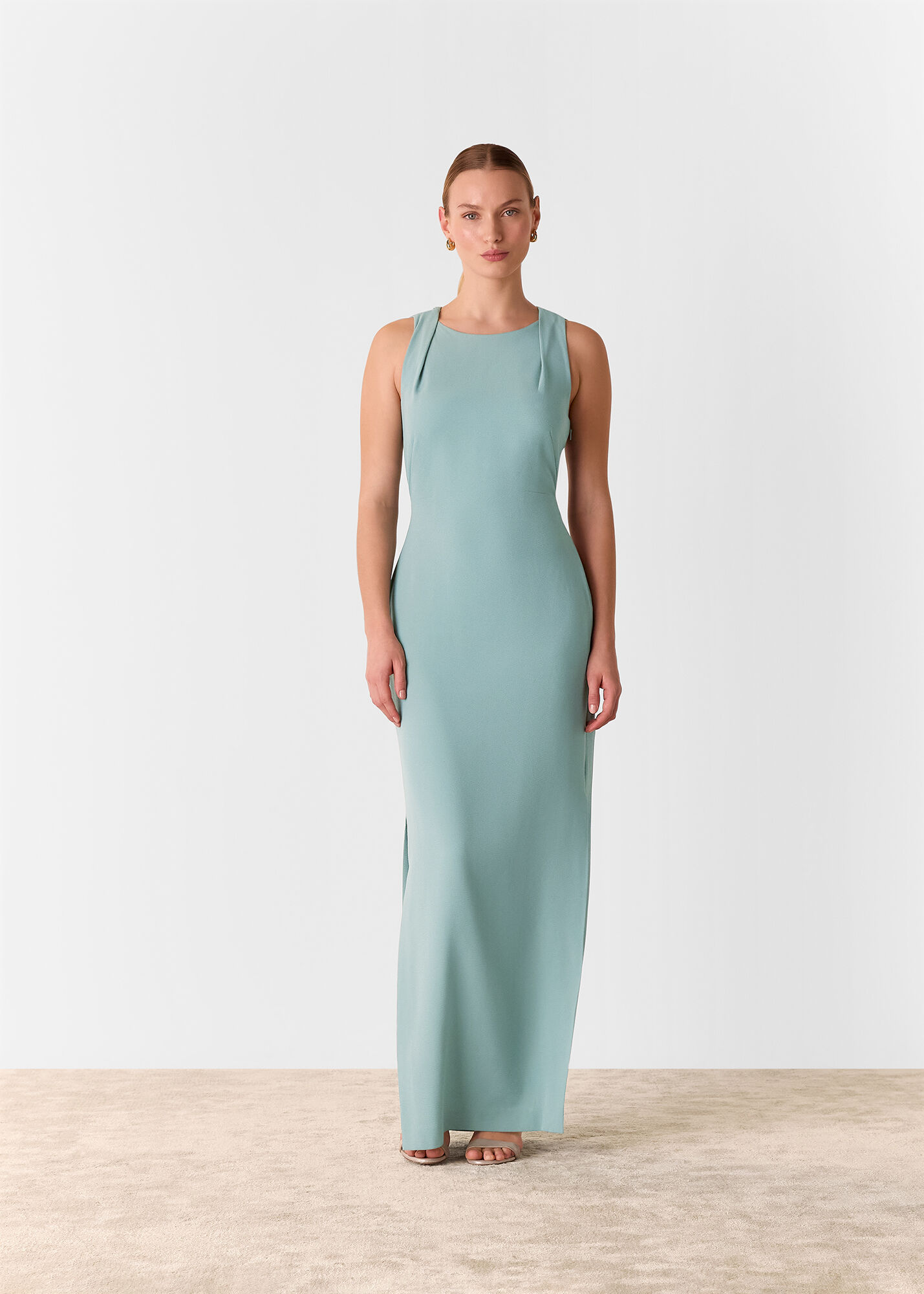 Tie Front Open Back Maxi Dress -Sage Green