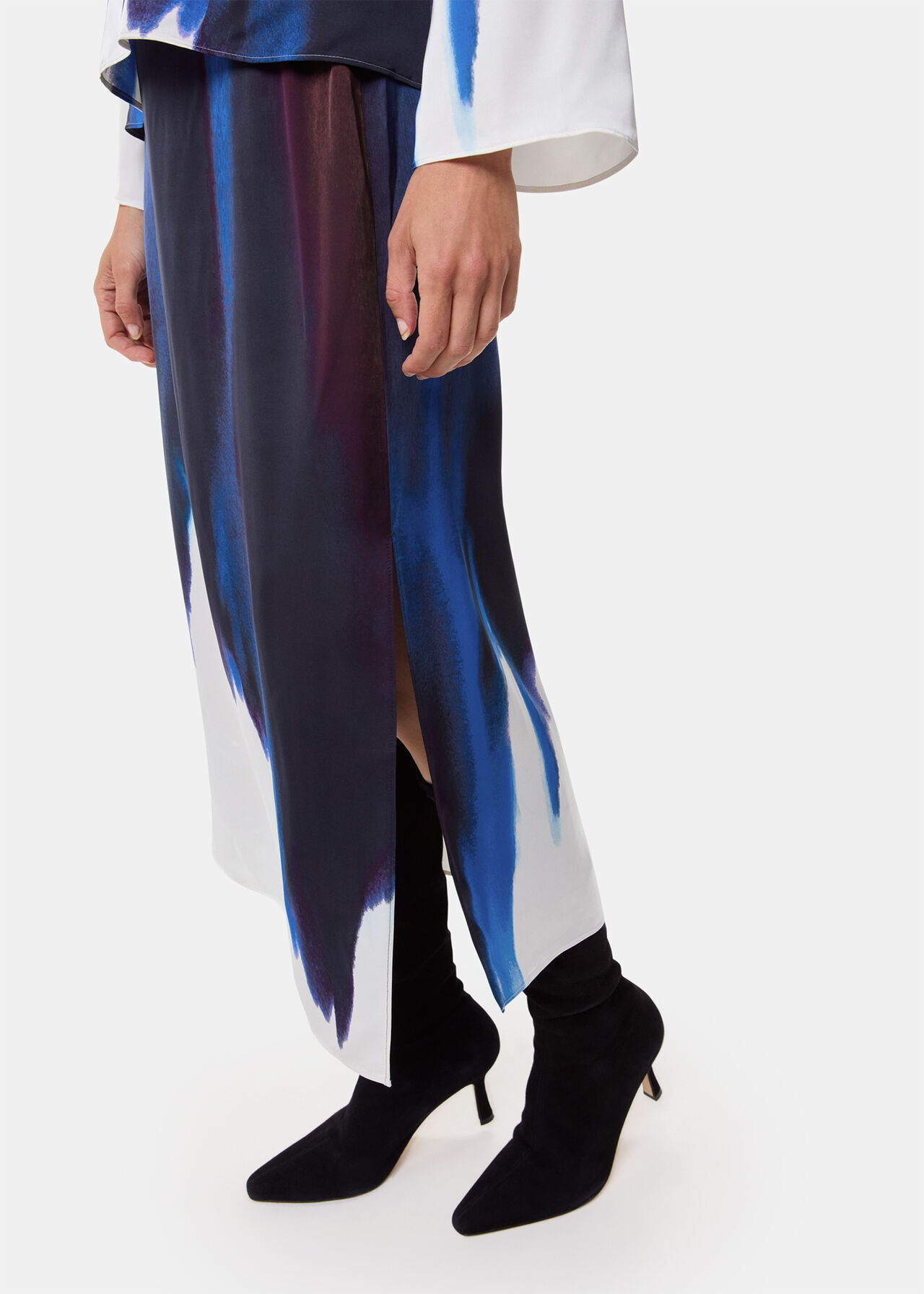 Ice Dye Print Midi Skirt