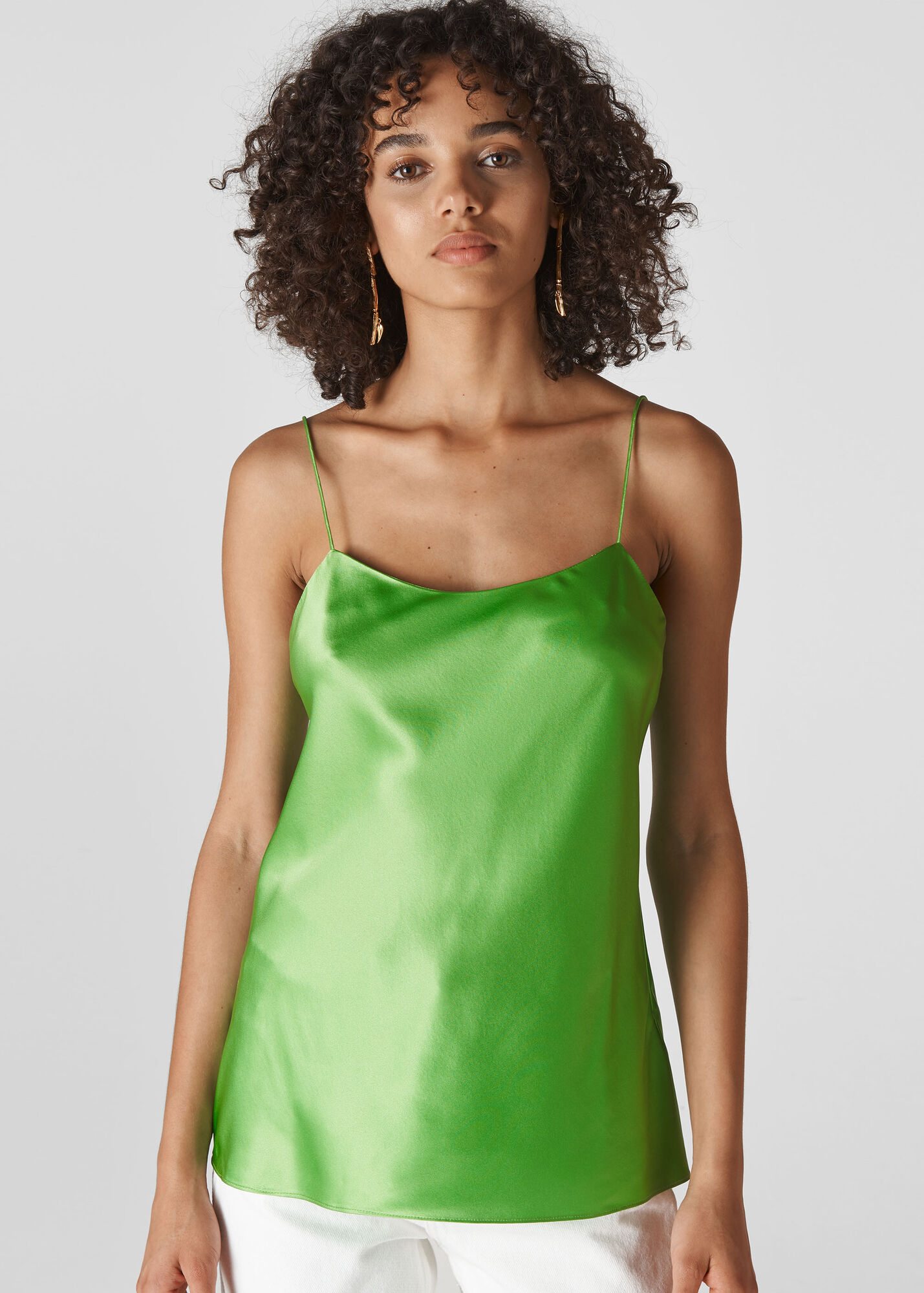 Lime Silk Satin Cami Top WHISTLES