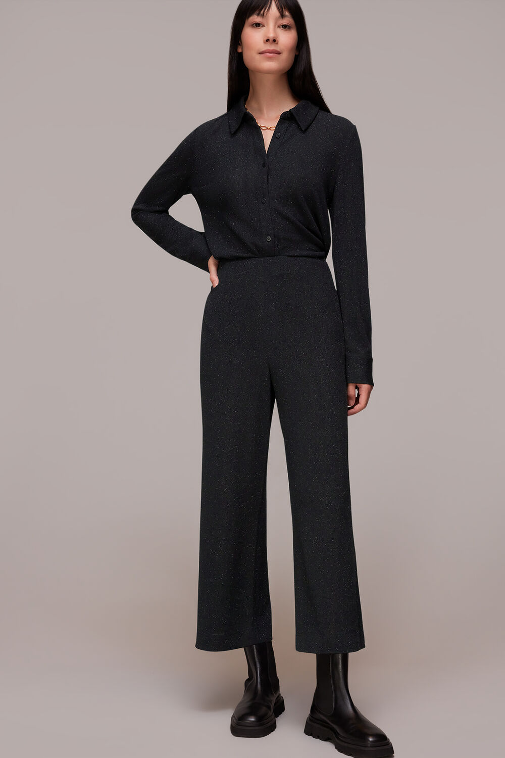 Black Sparkle Cropped Trouser